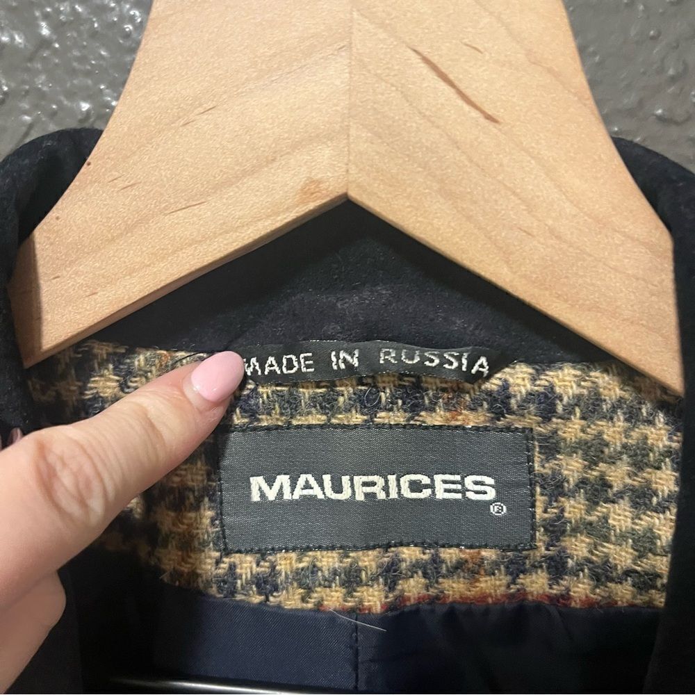 Vintage Maurice’s Houndstooth Suede Accent Blazer Large - Picture 8 of 11